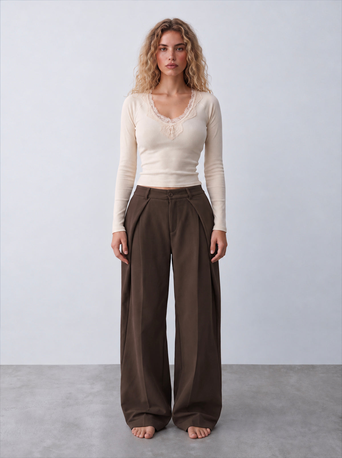 Women side folded pants