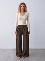 Women side folded pants