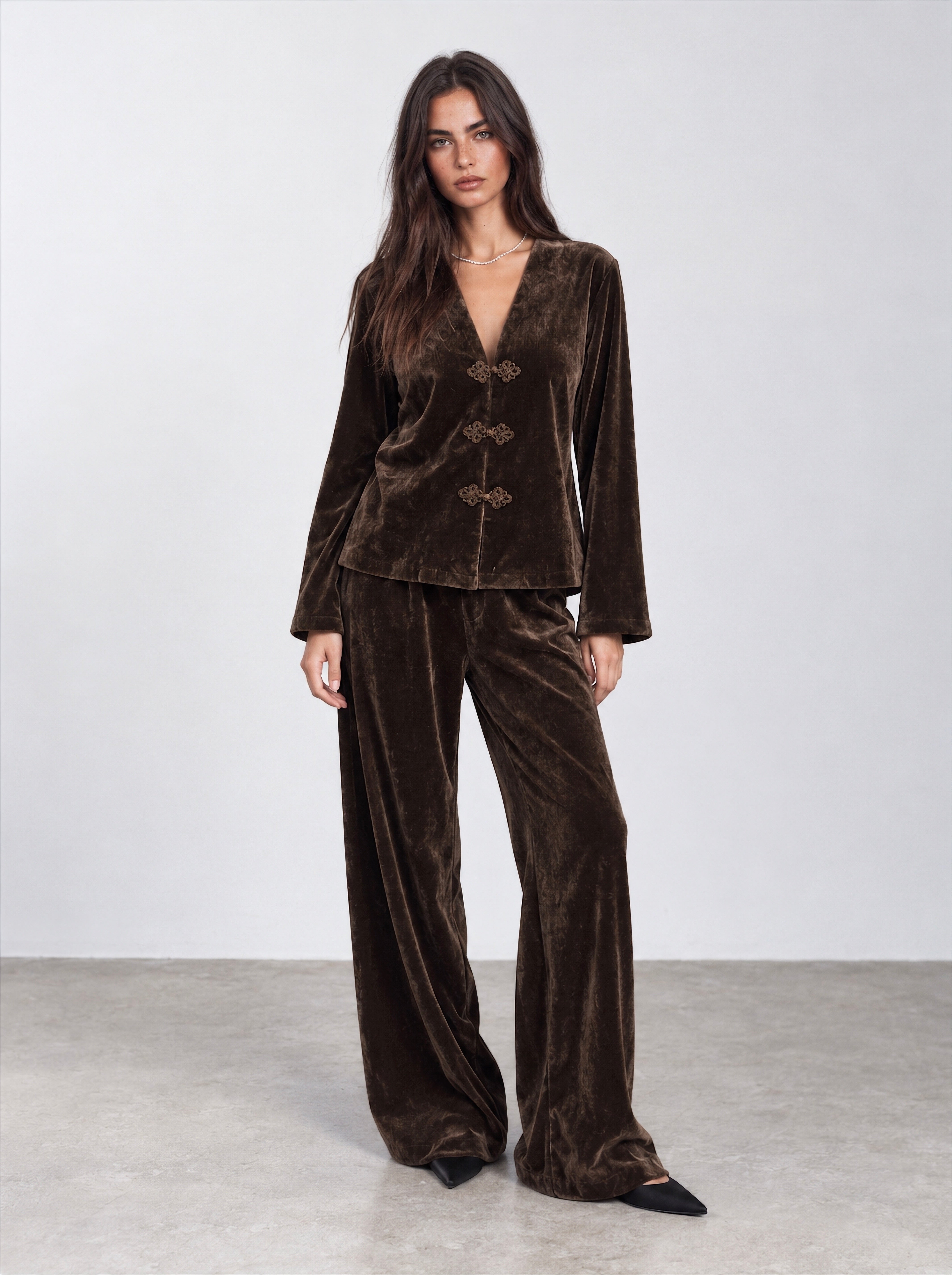 Women velvet flowy pants