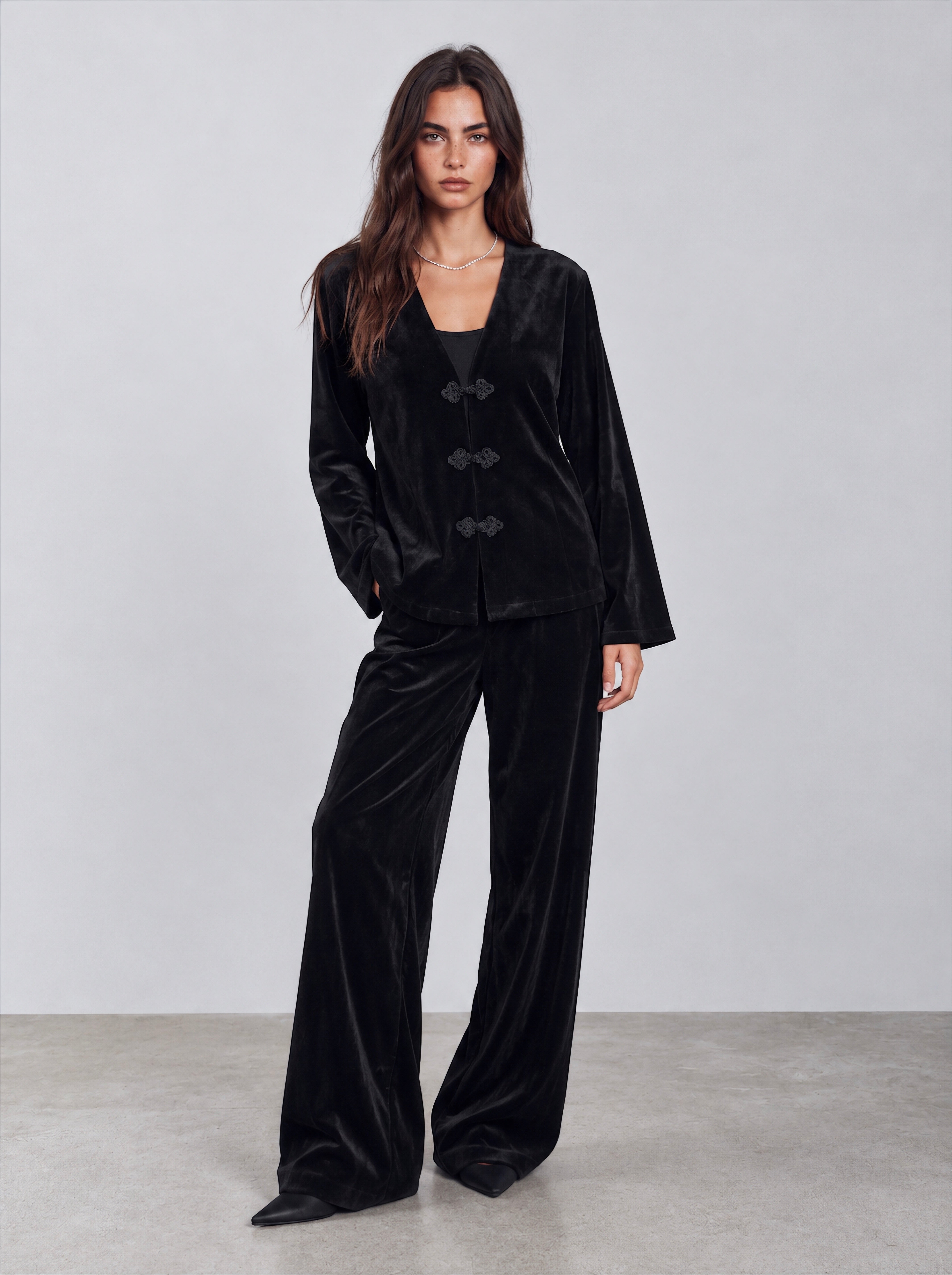 Women velvet flowy pants