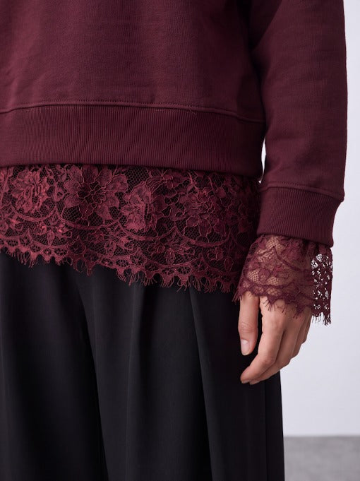 Women sweatshirt with lace