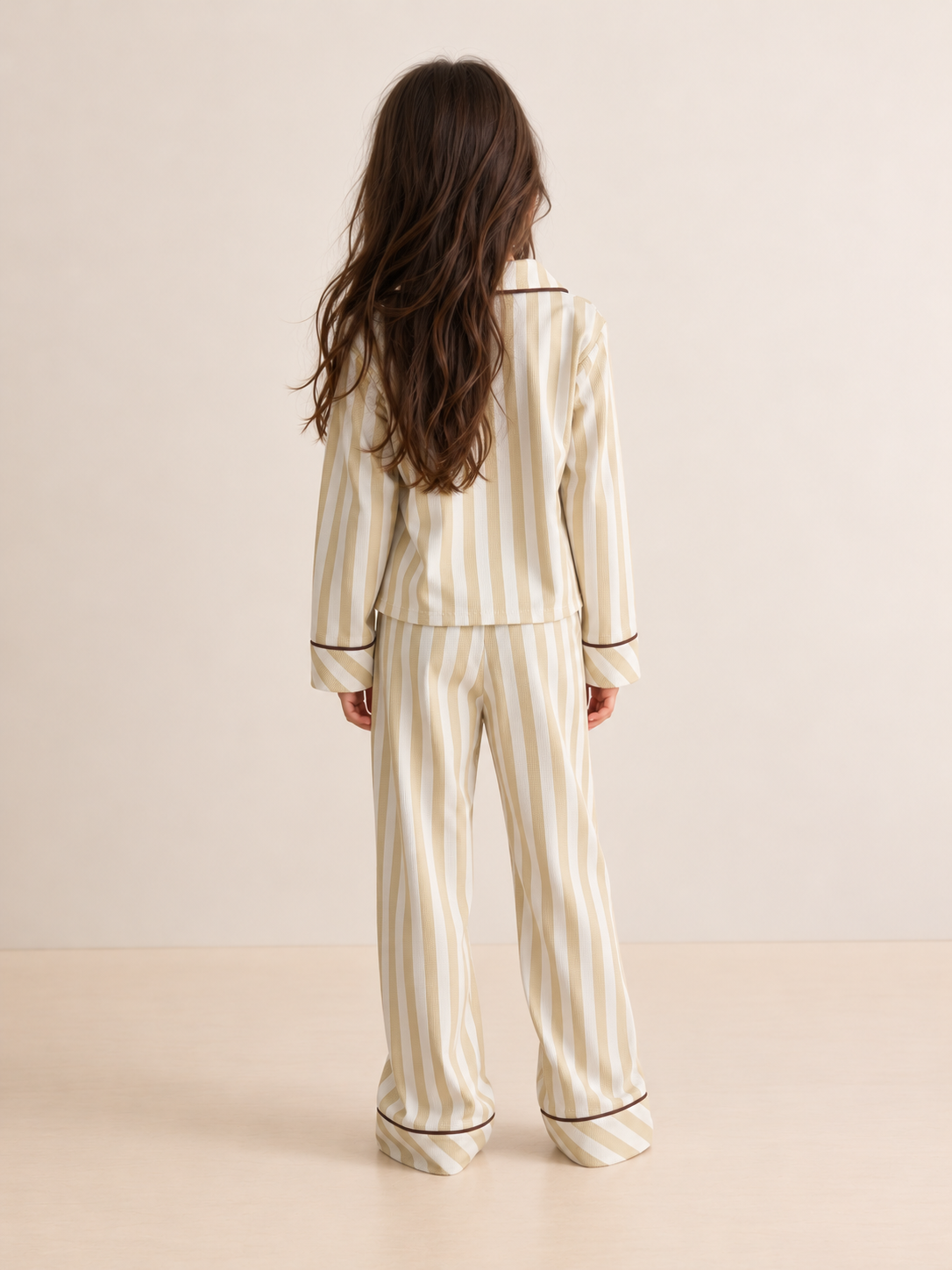 Kids' "Teddy Stripe" Button-Down Pajama Set – Cozy Sleepwear Lounge Set!