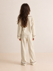 Kids' "Teddy Stripe" Button-Down Pajama Set – Cozy Sleepwear Lounge Set!
