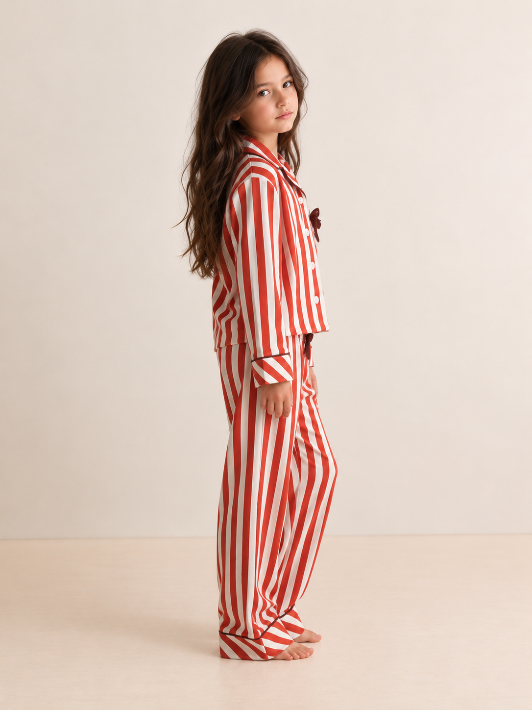 Kids' "Teddy Stripe" Button-Down Pajama Set – Cozy Sleepwear Lounge Set!