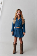 Girl sparkled pleated denim