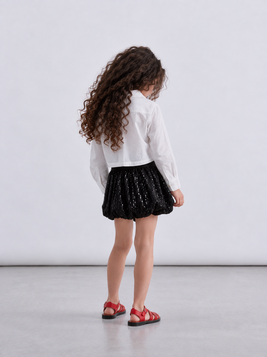 Girl sequin puff ball skirt