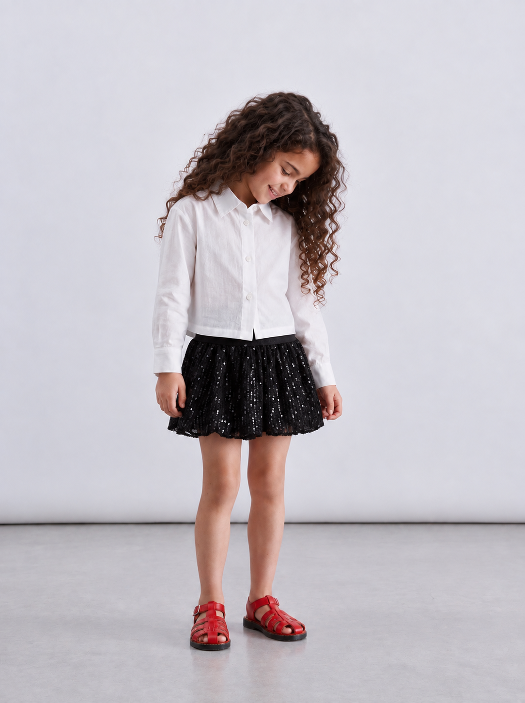 Girl sequin puff ball skirt