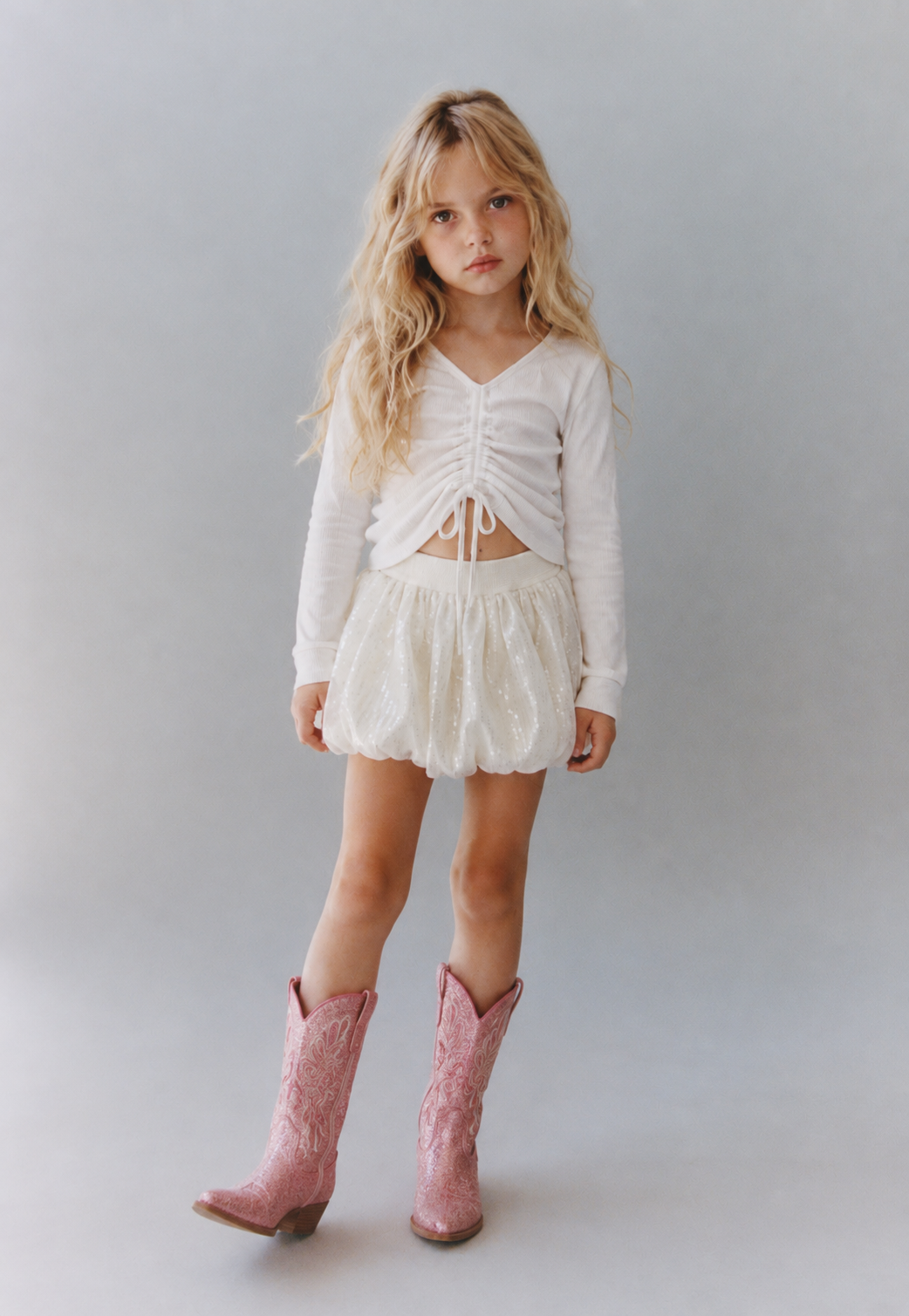 Girl sequin puff ball skirt