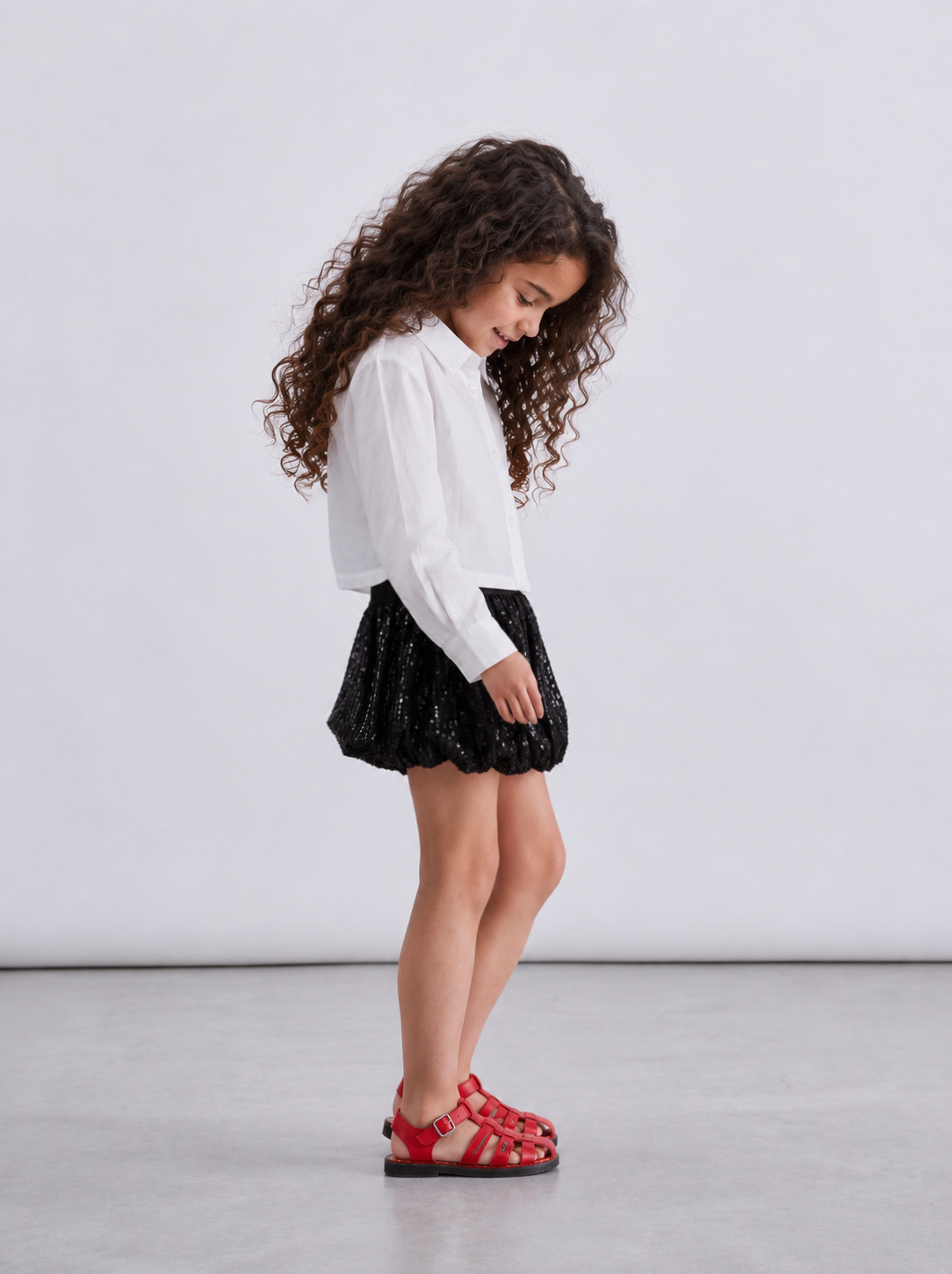 Girl sequin puff ball skirt
