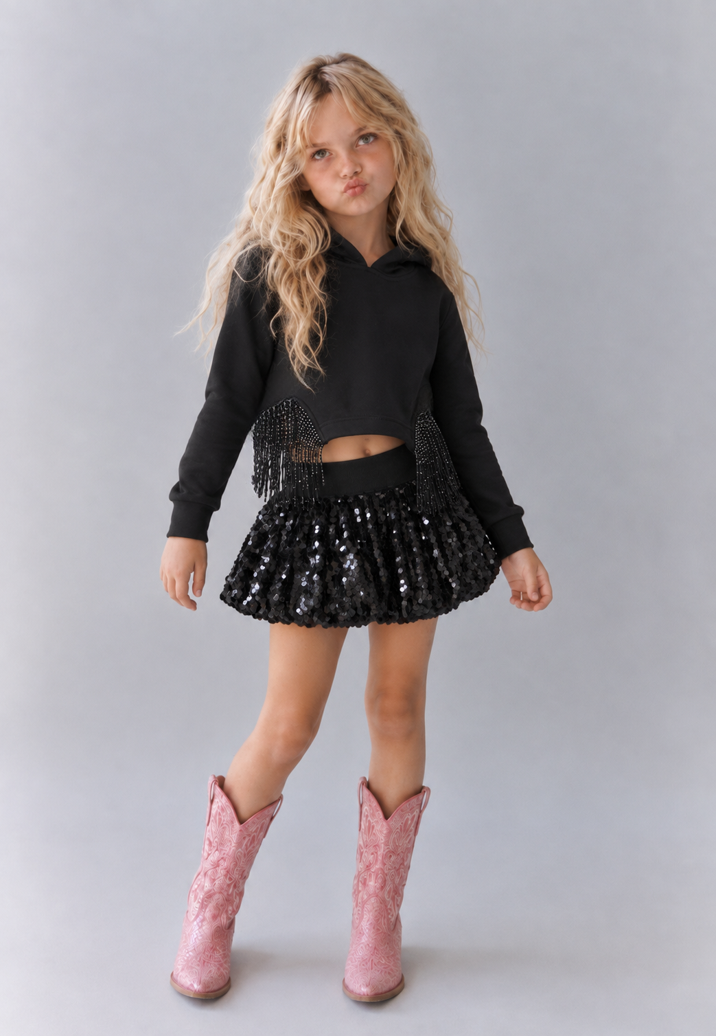Girl sequin puff ball skirt