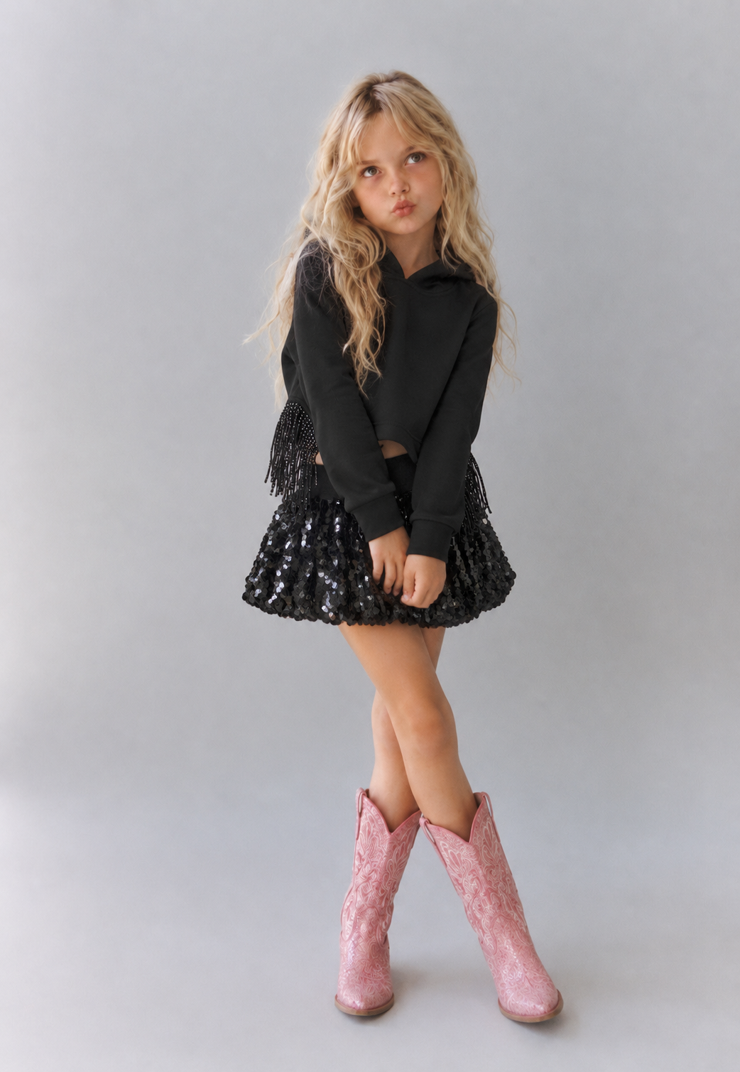 Girl sequin puff ball skirt