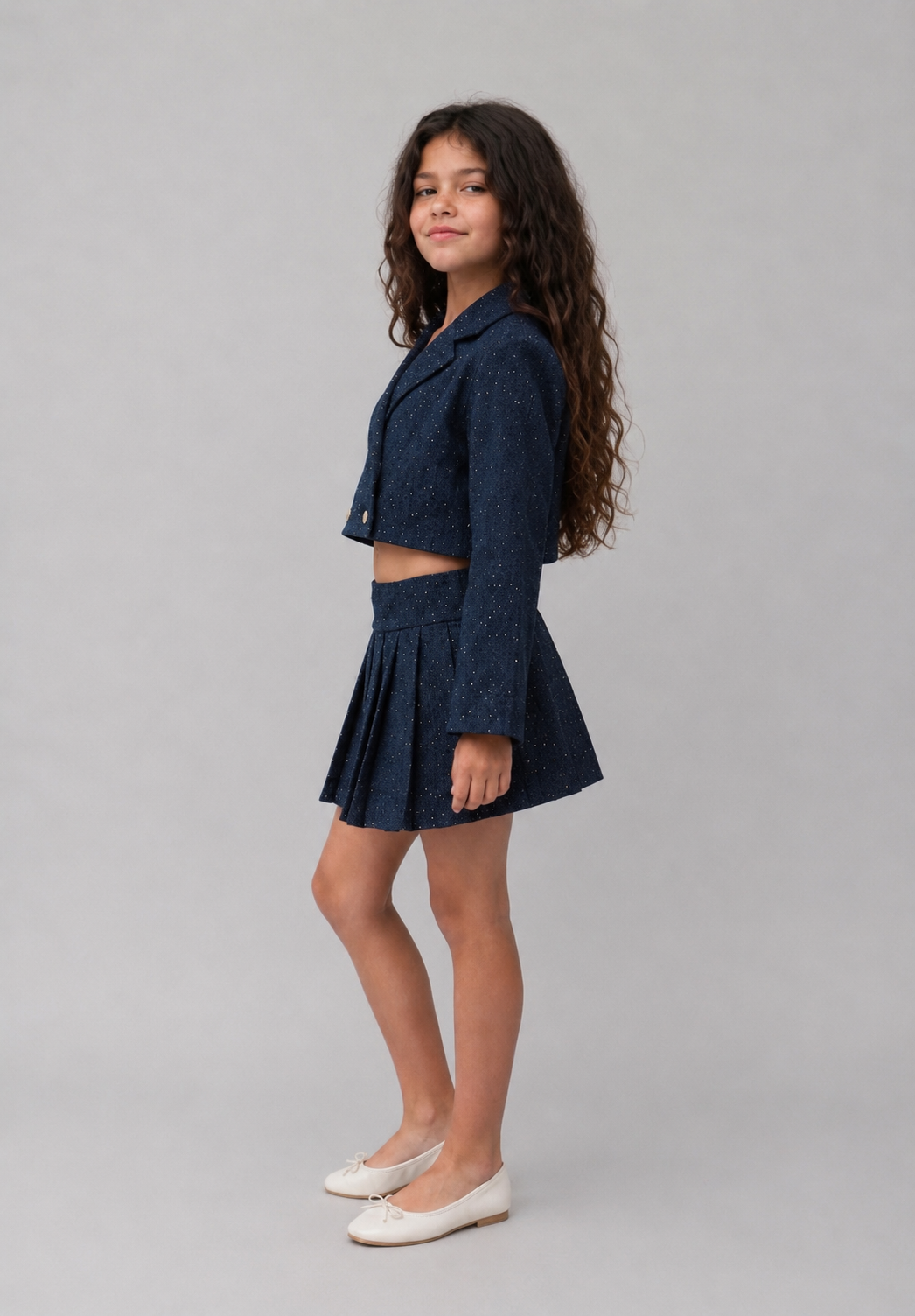 Girl sparkled denim jacket