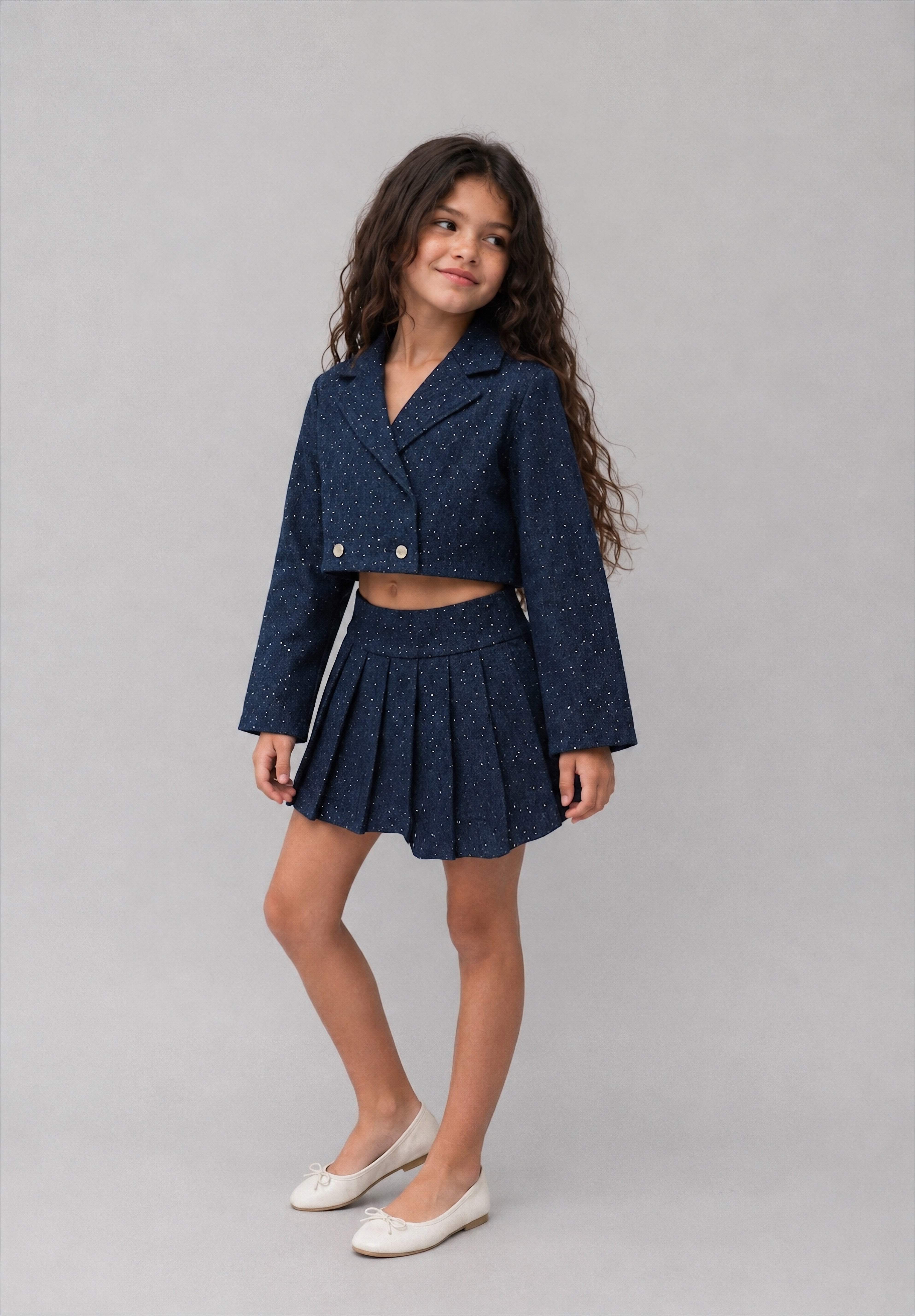 Girl sparkled denim jacket