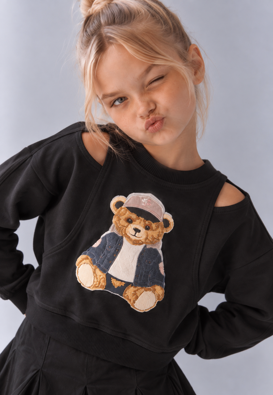 Girl sweatshirt Teddy print