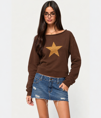 Teens star print off shoulder