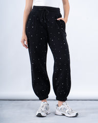 Rhinestone Fleece-Lined Joggers