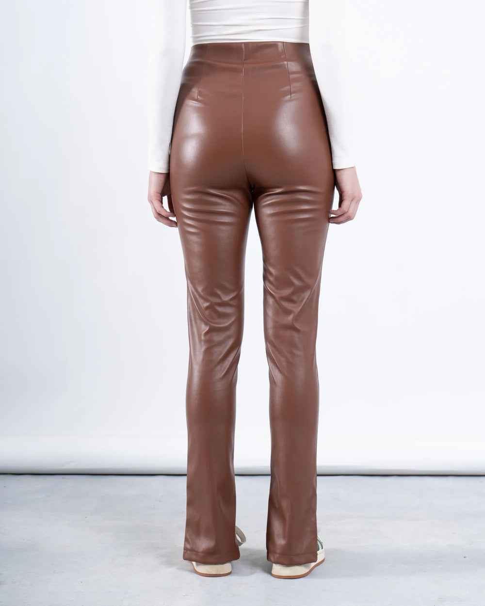 Faux Leather Legging With Slit - Venti