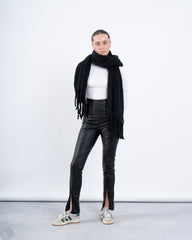 Faux Leather Legging With Slit