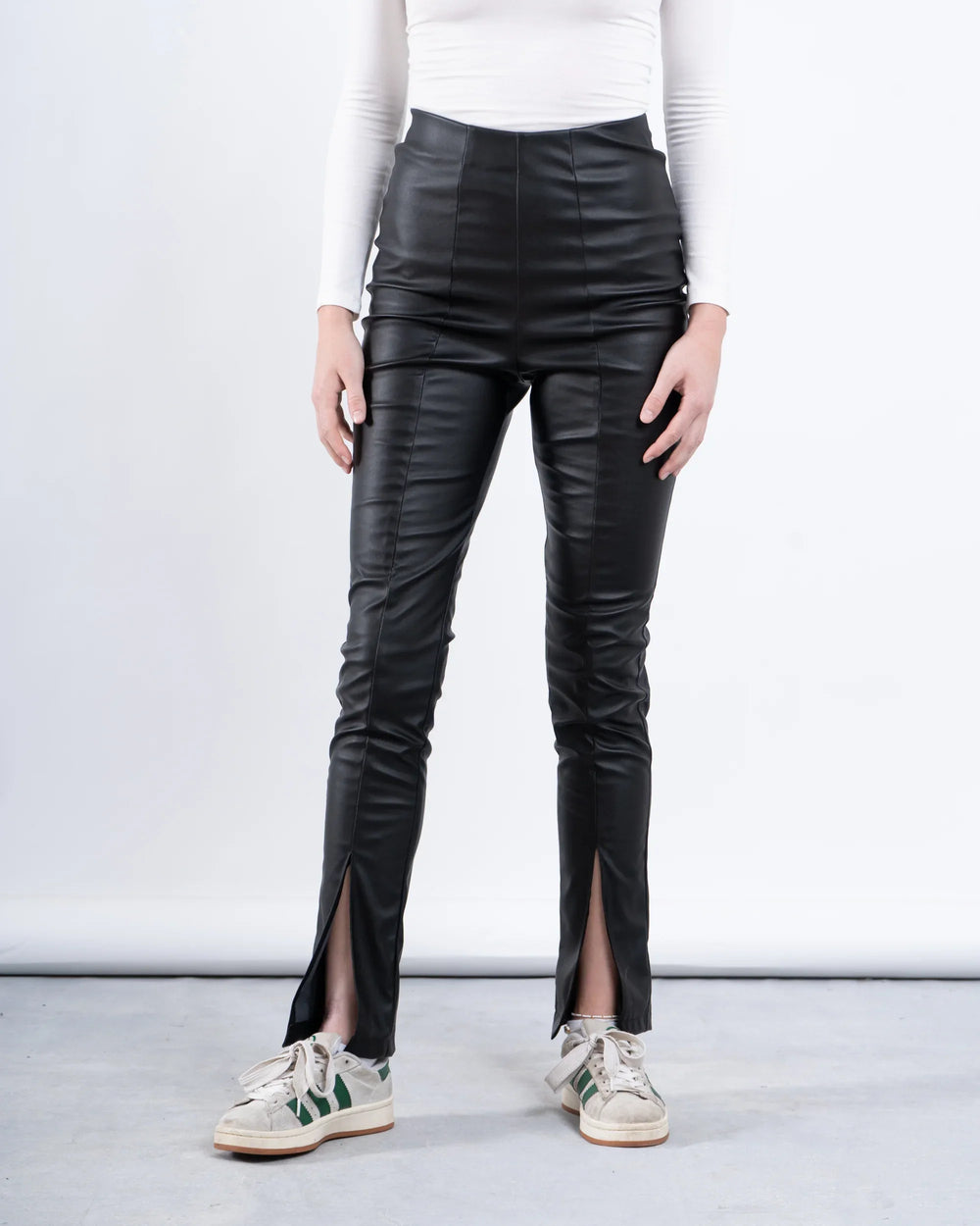 Faux Leather Legging With Slit - Venti