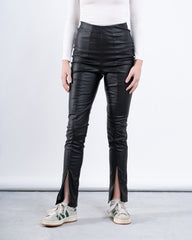 Faux Leather Legging With Slit