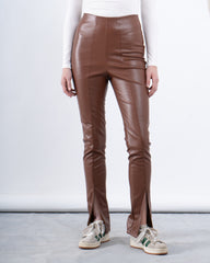 Faux Leather Legging With Slit