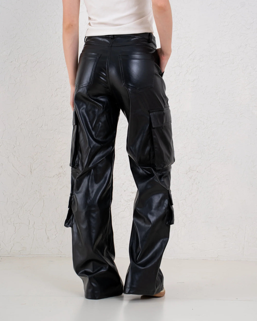 Faux Leather Cargo Pants - Venti