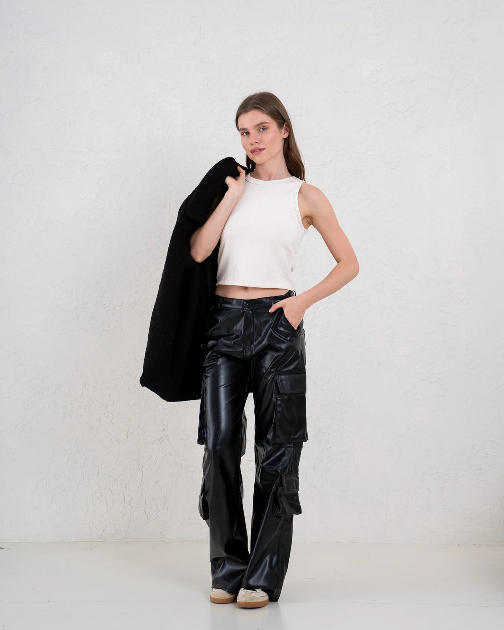 Faux Leather Cargo Pants - Venti
