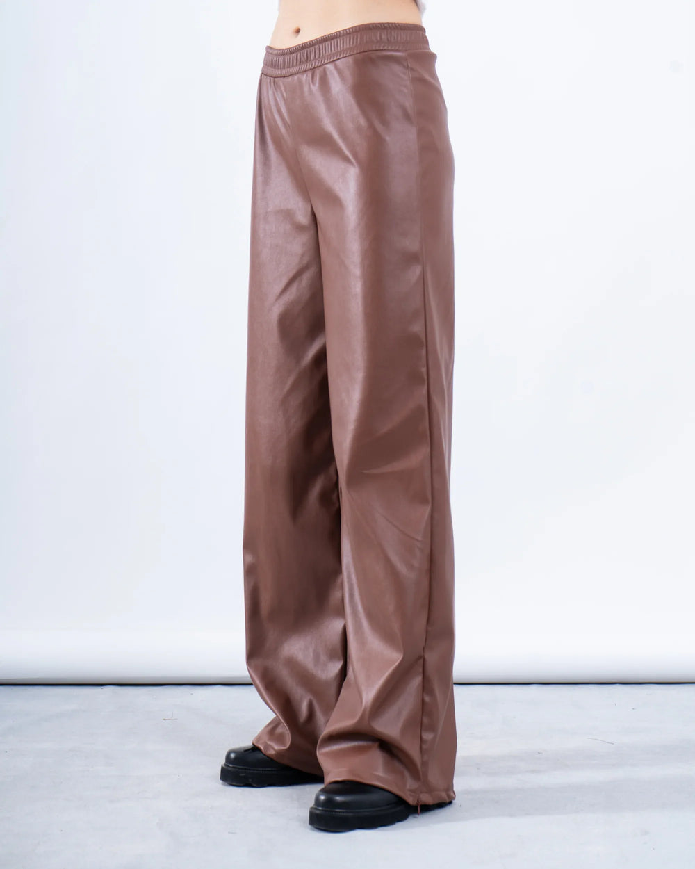 Wide-Leg Leather Pants - Venti