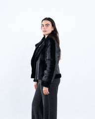 Faux Fur Lined Leather Jacket