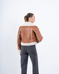 Faux Leather & Shearling Biker Jacket