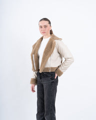 Faux Leather & Shearling Biker Jacket