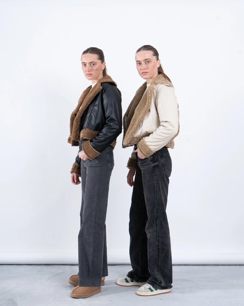 Faux Leather & Shearling Biker Jacket - Venti