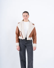 Faux Leather & Shearling Biker Jacket