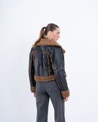 Faux Leather & Shearling Biker Jacket