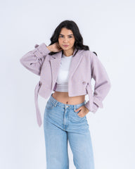 Wool Cropped Trench Jacket