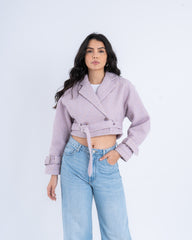 Wool Cropped Trench Jacket