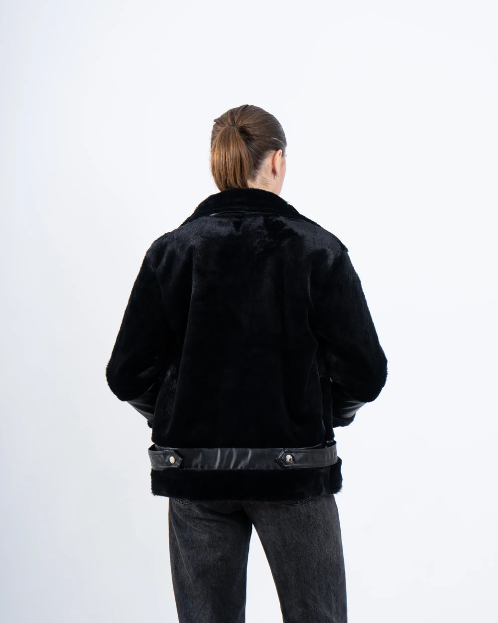 Reversible Faux Fur Leather Jacket - Venti