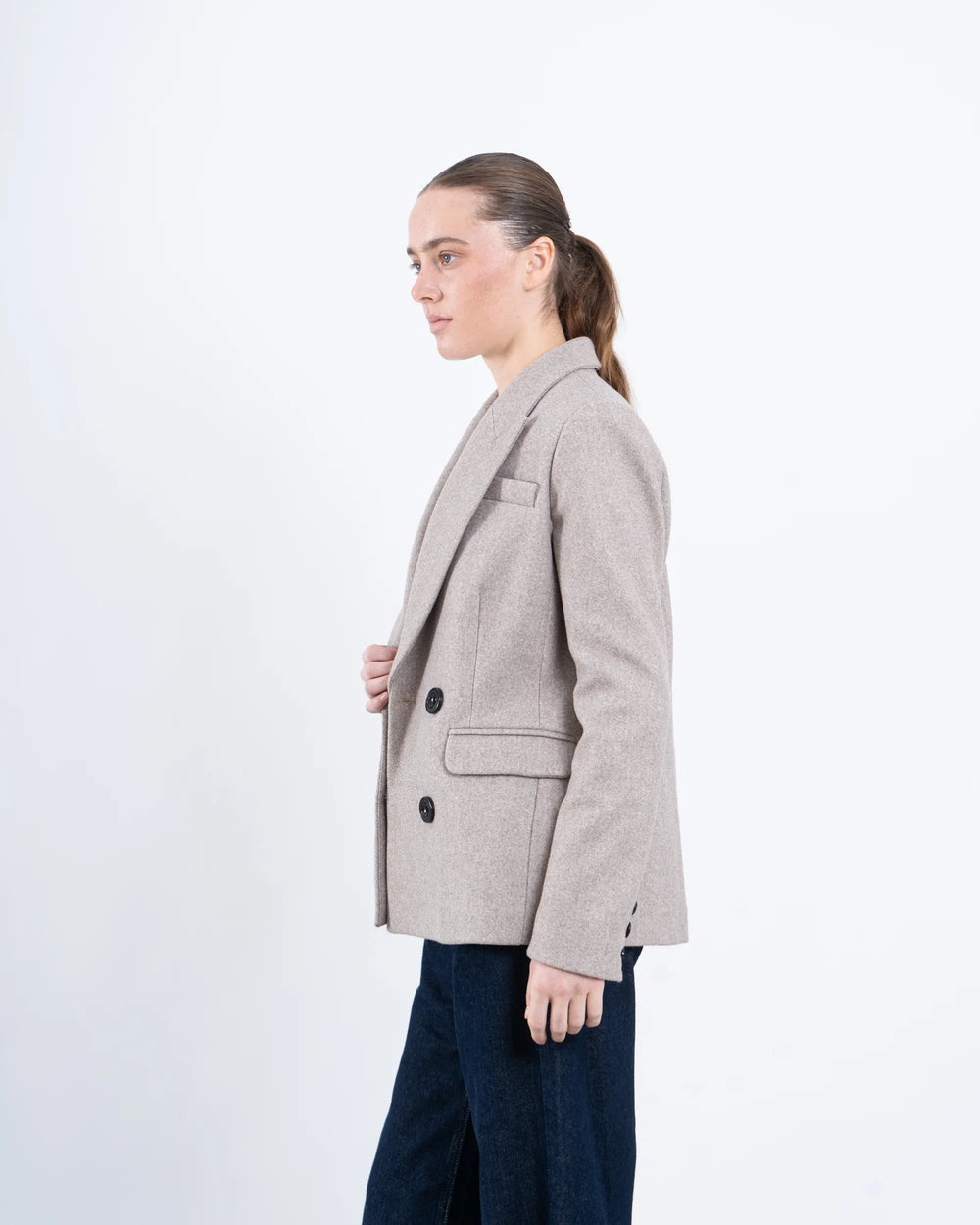 Double-Breasted Wool Blend Blazer - Venti