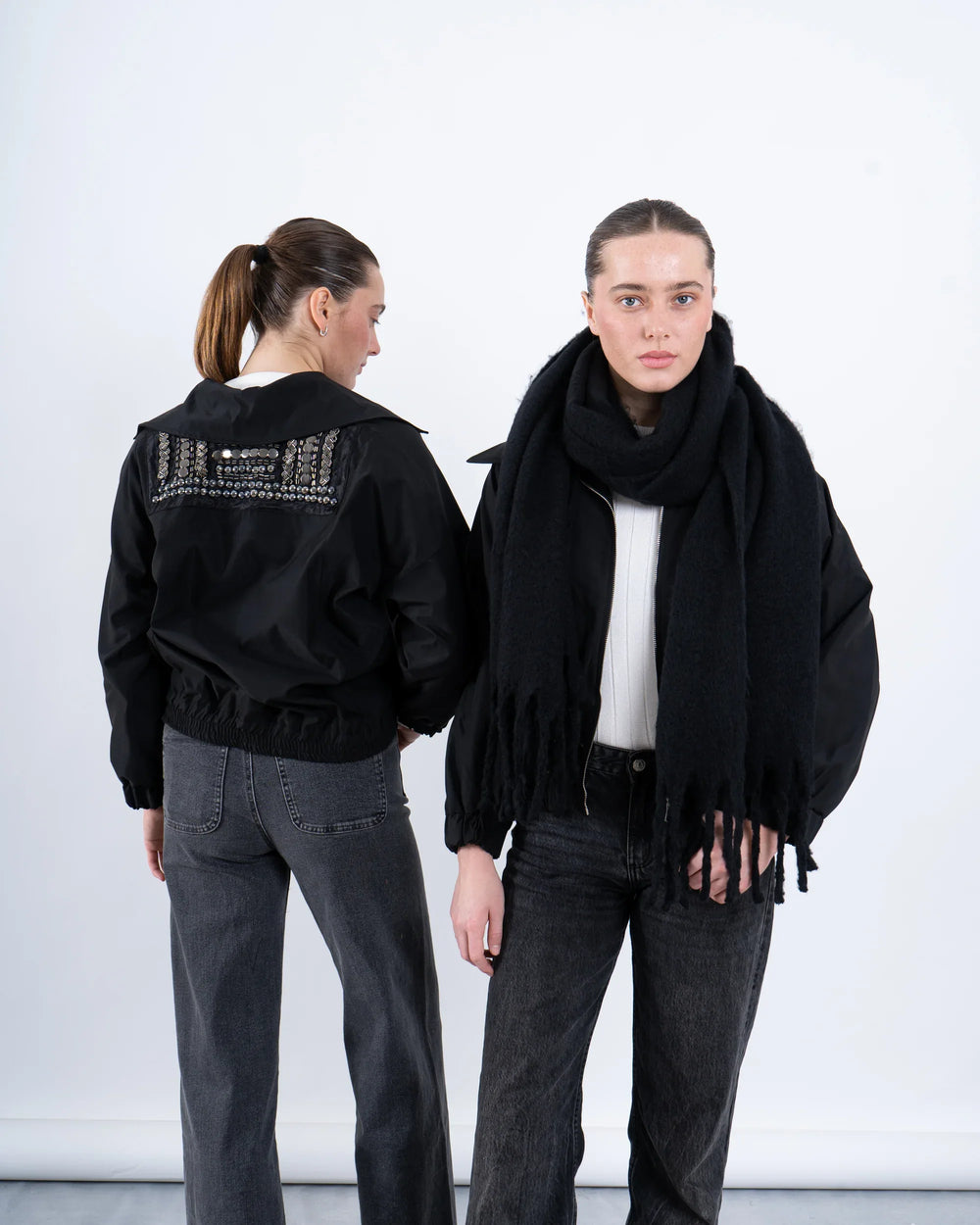 Black Embellished Nylon Jacket - Venti