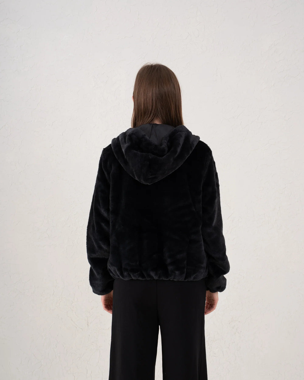 Faux Fur Zip-Up Hooded Jacket - Venti
