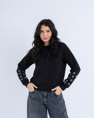 Studded Sleeve Sweatshirt