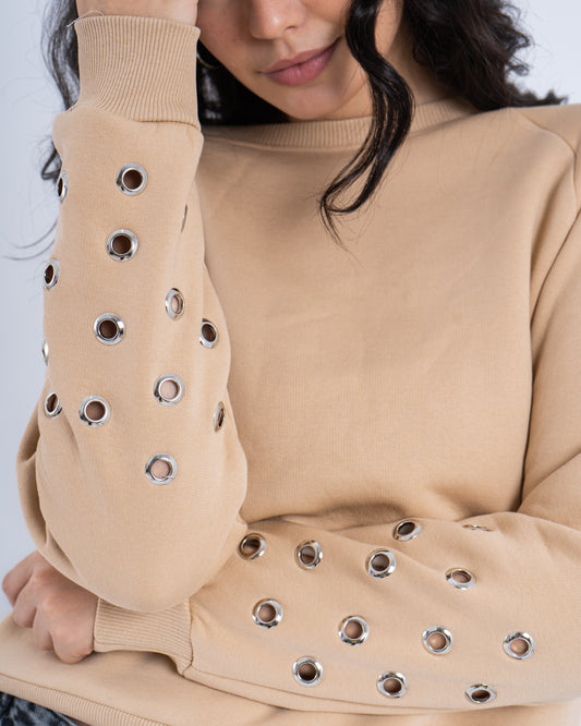 Studded Sleeve Sweatshirt