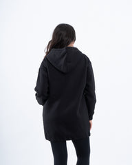 Fleece-Lined Long Zip-Up Hoodie