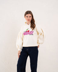Puff Sleeve Graphic Hoodie