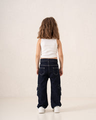 Cargo Wide-Leg Denim Pants