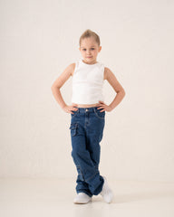 Cargo Wide-Leg Denim Pants