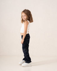 Cargo Wide-Leg Denim Pants