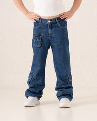 Cargo Wide-Leg Denim Pants