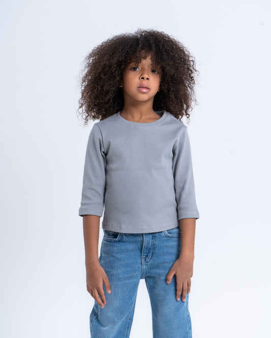 Cotton Ribbed Crew Neck Top