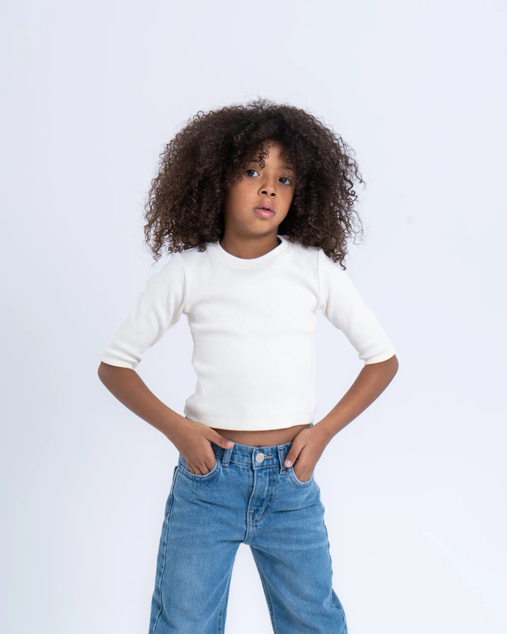 Cotton Ribbed Crew Neck Top - Venti